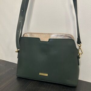 IMAN Slate and Gold 2 in 1 Stylish Leather Crossbody Handbag